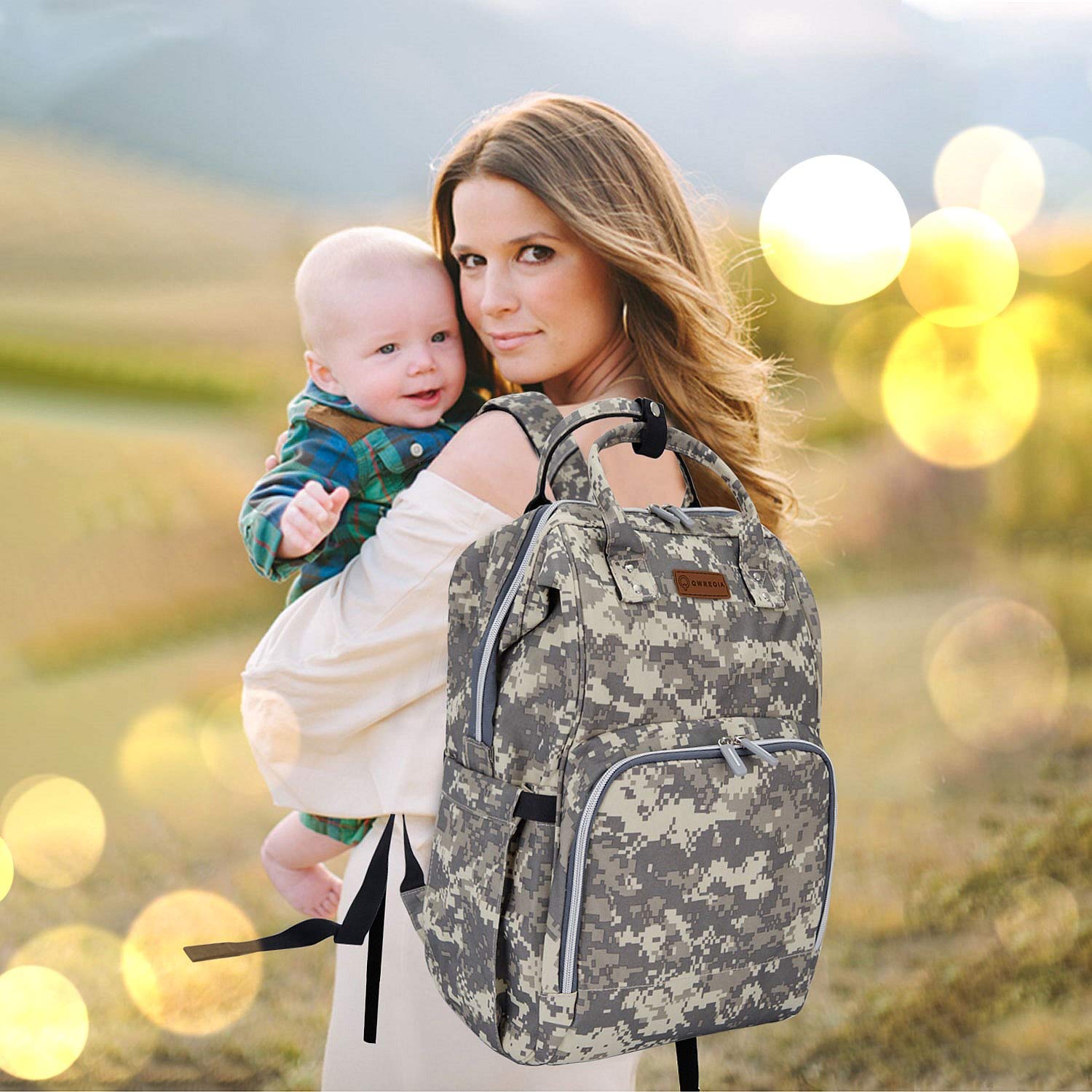 Diaper Bag Backpack with USB Charging Port Stroller Straps Insulated Pocket and Changing Pad