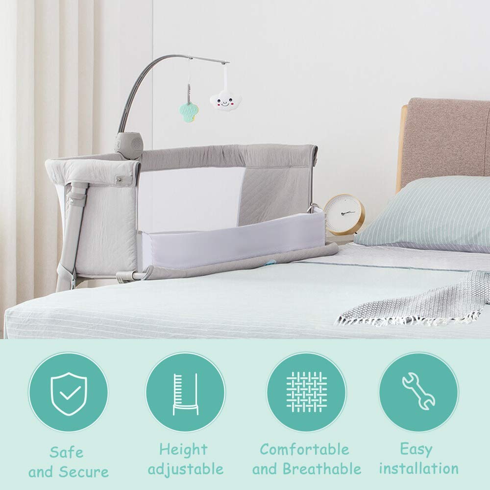 Kidsclub Baby Bedside Sleeper with 2 Replaceable Sheets, Baby Bedside Bassinet for New Born, Standalone Bassinet Side-Sleeper for Infants