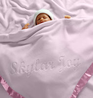 Custom Catch Personalized Baby Blanket for Girls - Pink - Newborn or Infant Gift with Name