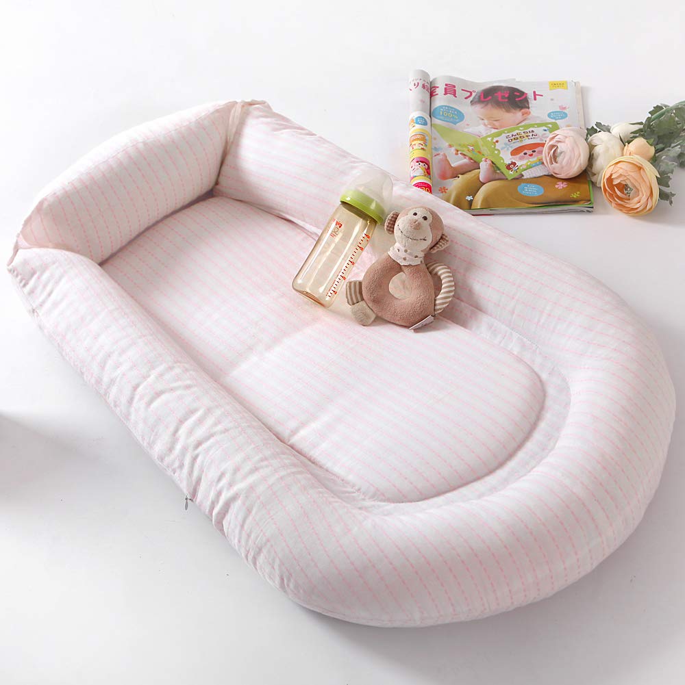 Cartoon Floral Design Baby Nest Bed 100% Cotton Adjustable Newborn