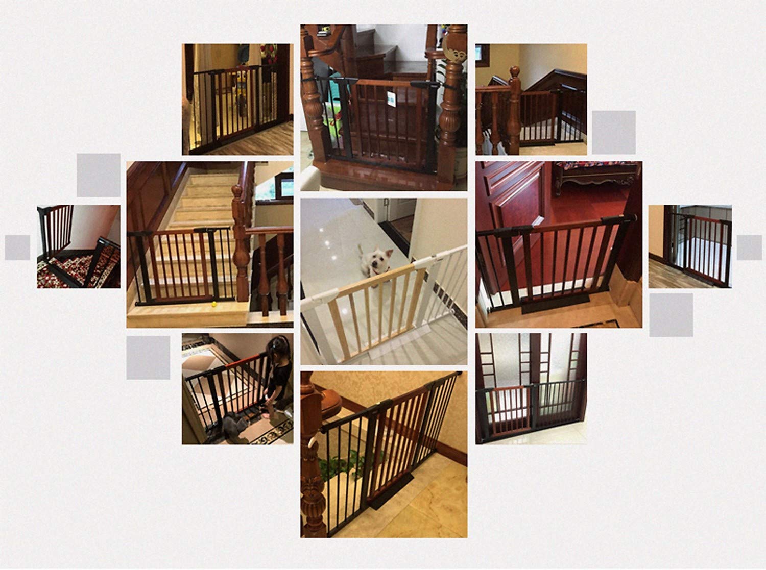 Baby Gate/Baby Gate for Stair with Banisters/Pet Gate, Fit Stairway or Doorway, Extendable, Auto Close, Pressure Mount (Metal)