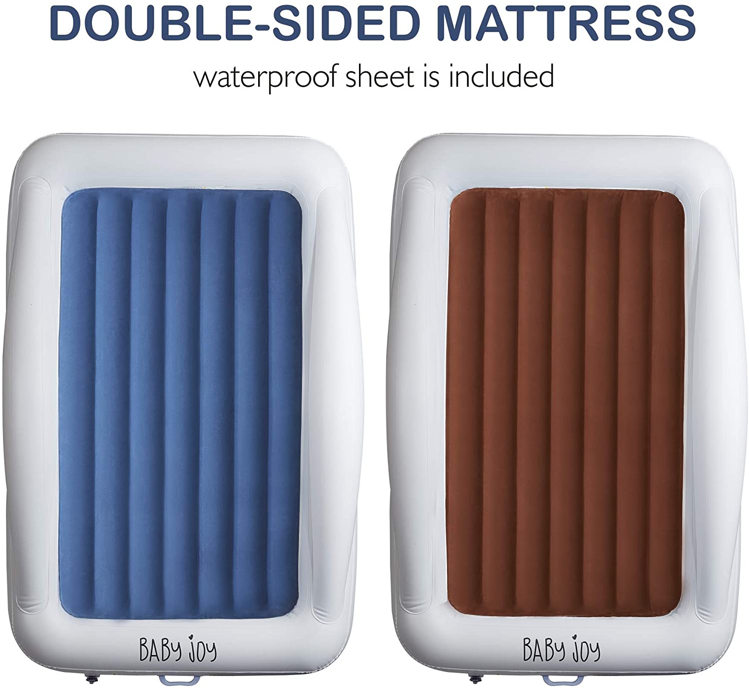 DOUBLE SIDED Inflatable Toddler Bed with Waterproof Sheet | Removable Mattress Bed Bumpers | Fast Electric Air Pump Inflates in Seconds
