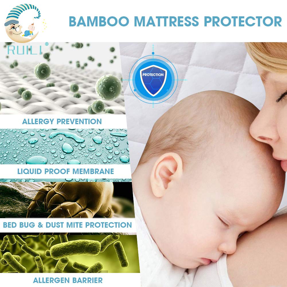 2 Pack Quilted Fitted Waterproof Crib Mattress Protector