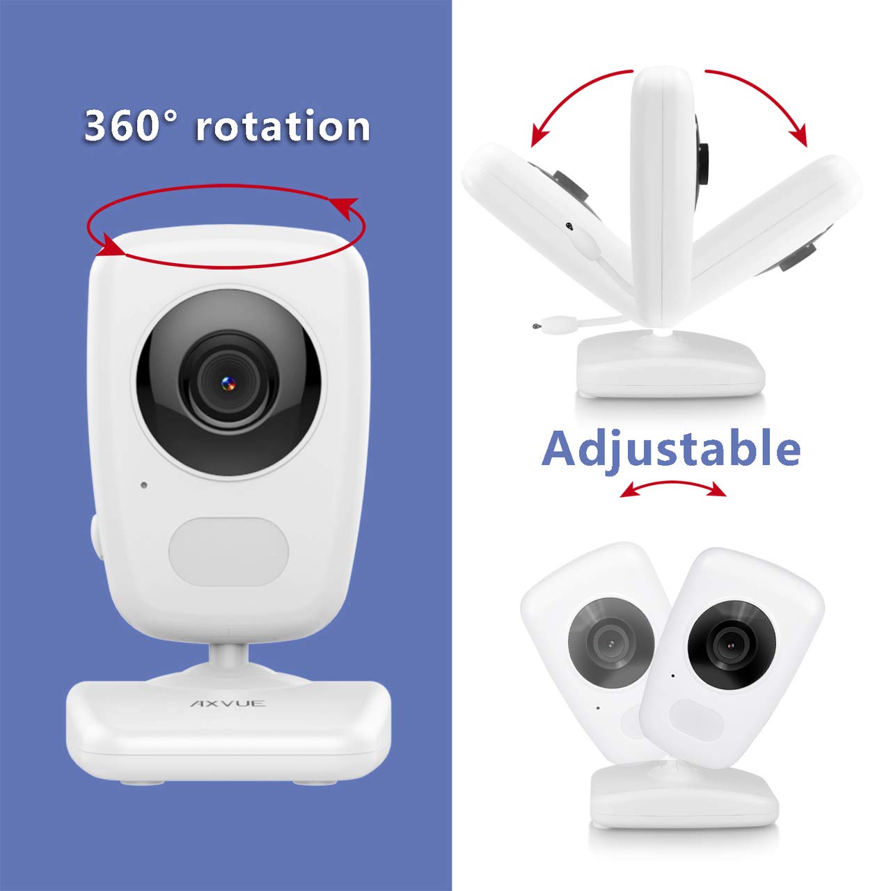 [Brand New 2020] Video Baby Monitor 5-inch LCD (high Resolution) + Two Cameras, Baby Monitor with Camera and Audio, White