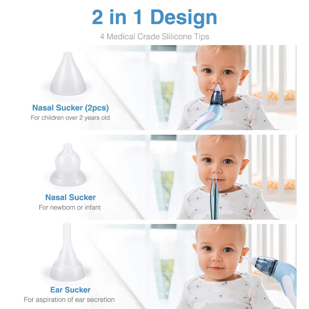Nasal Aspirator, Queenmew Baby Nose Cleaner Electric & Ear Wax